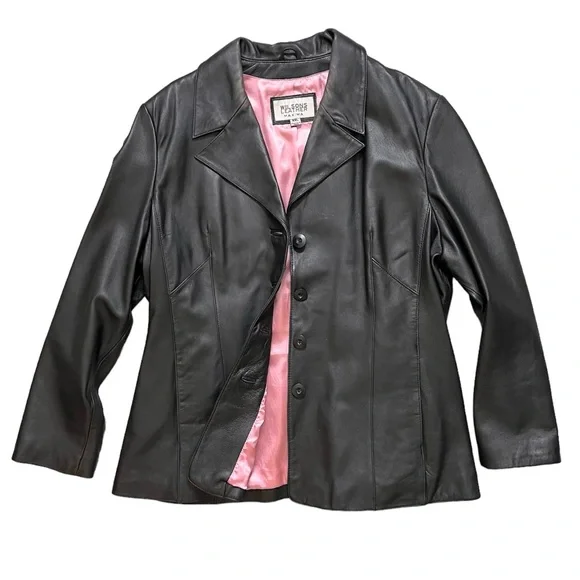 ヴィンテージMAXIMA WILSONS LEATHER ライダースジャケット Vintage Y2K Wilsons Leather Maxima Black Snap Button Moto